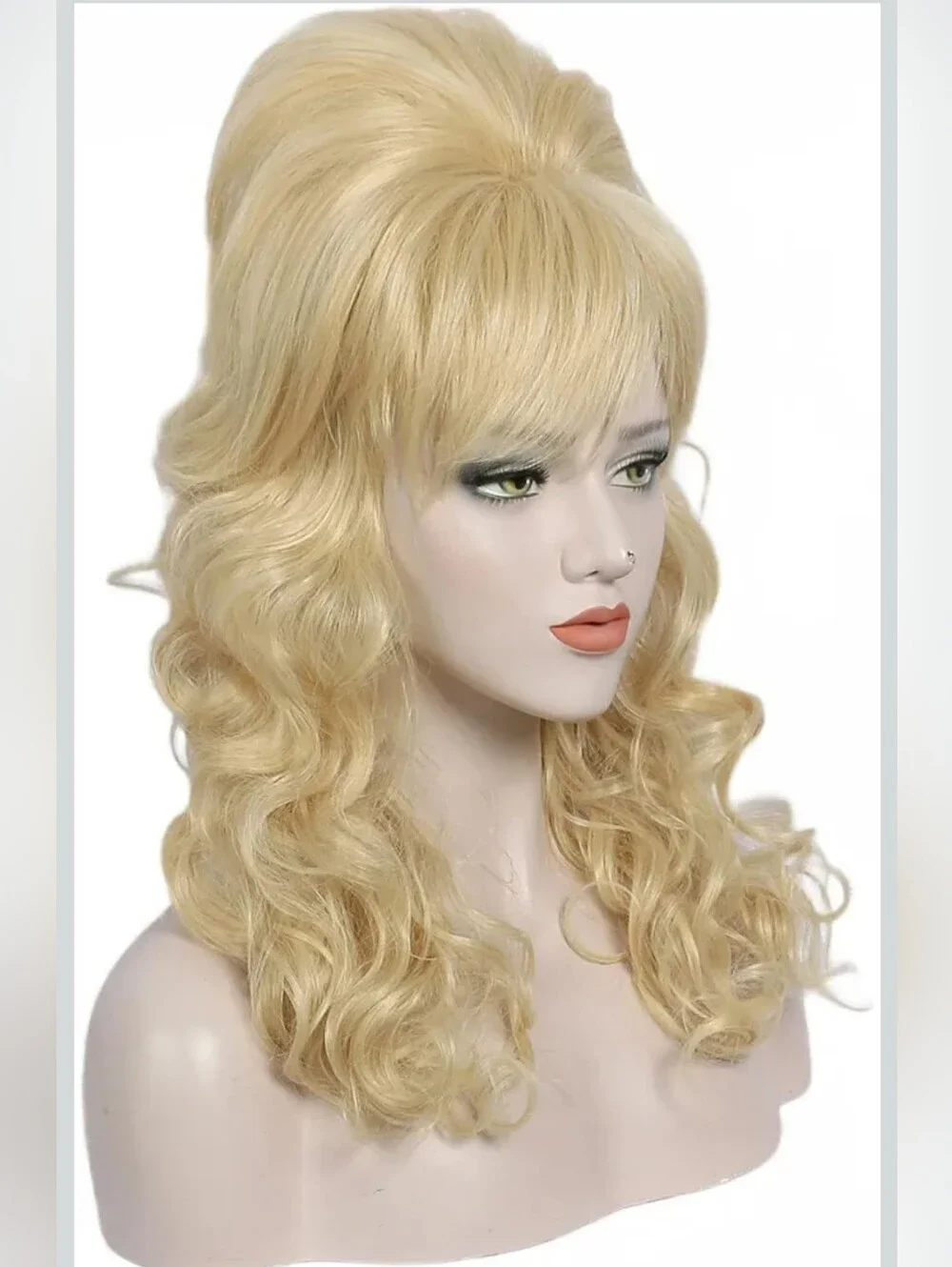 Long Wavy Blonde Mixed Wig Big Bouffant Beehive Wigs for Women fits 50s 80s Cost